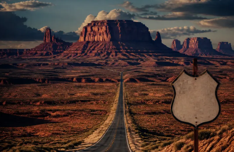 Route 66 crossing the American desert