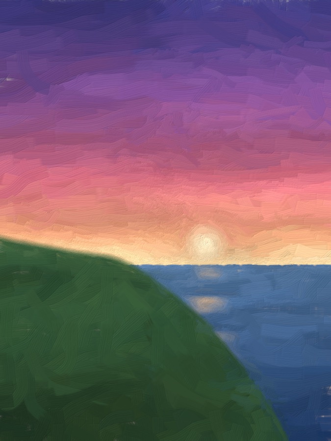 Oil painting of the sunset photo