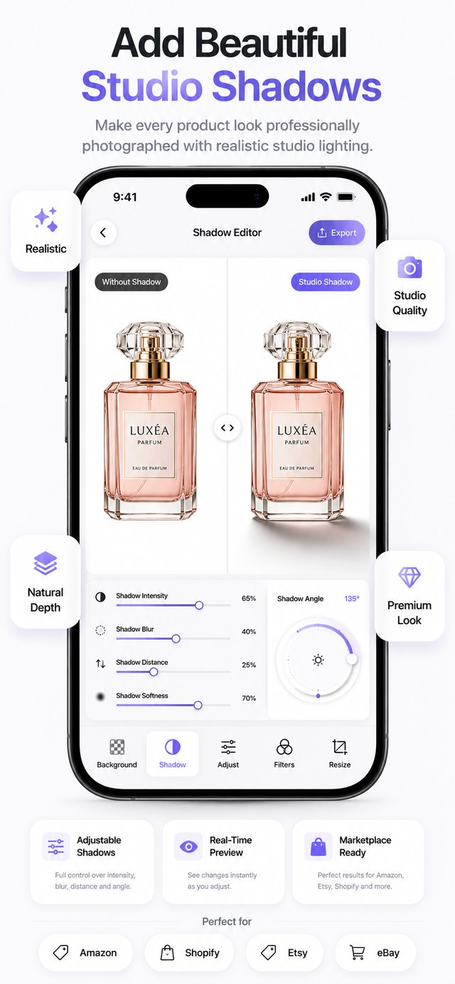 Adding a realistic studio shadow to a perfume bottle