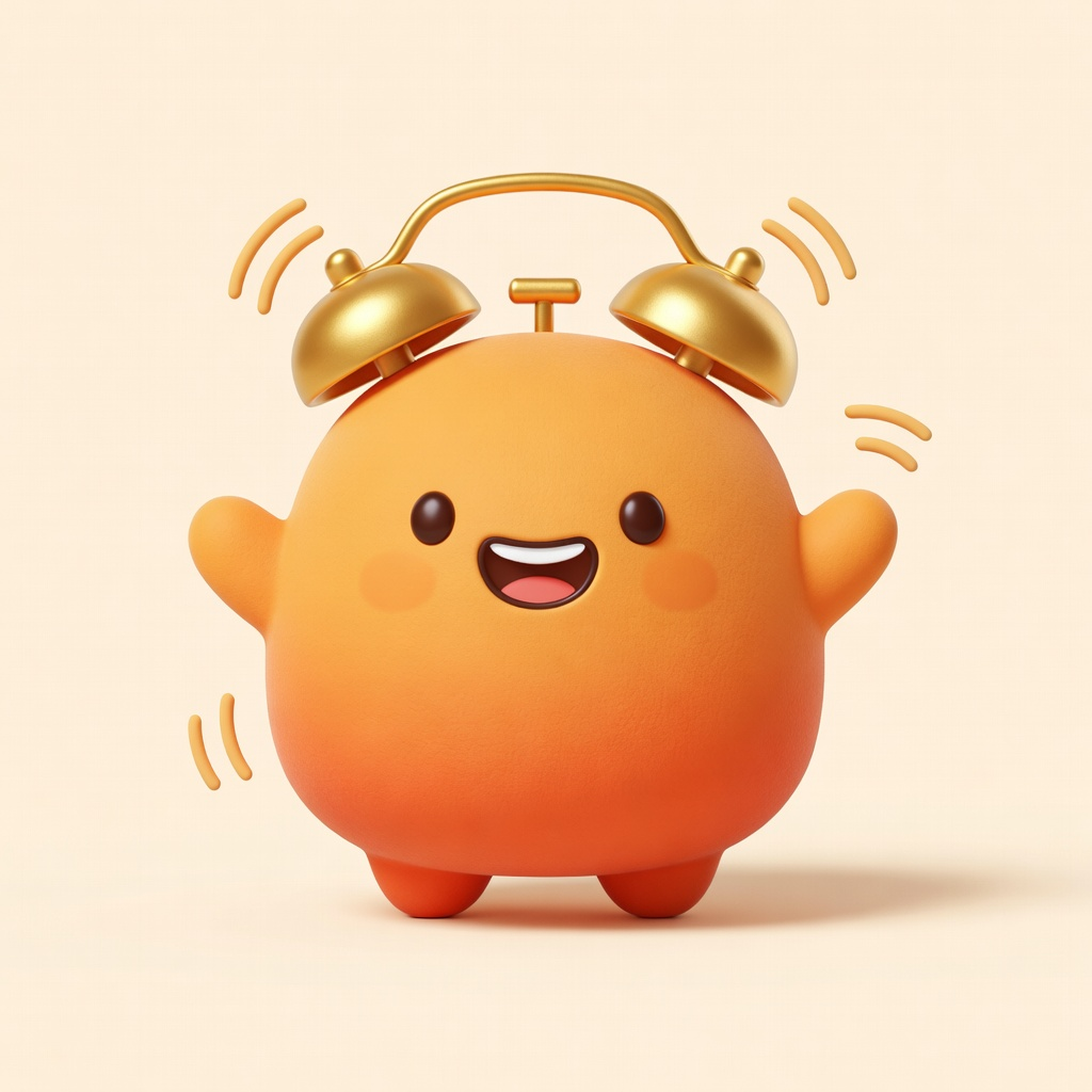 Voice Reminders mascot — cute alarm clock character